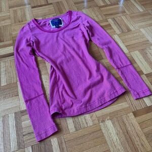 y2k vintage hot pink striped scoop neck long sleeve